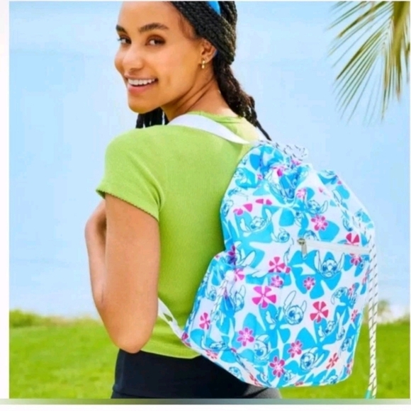 Disney Lilo & Stitch Floral Drawstring Lightweight Backpack - Picture 5 of 16